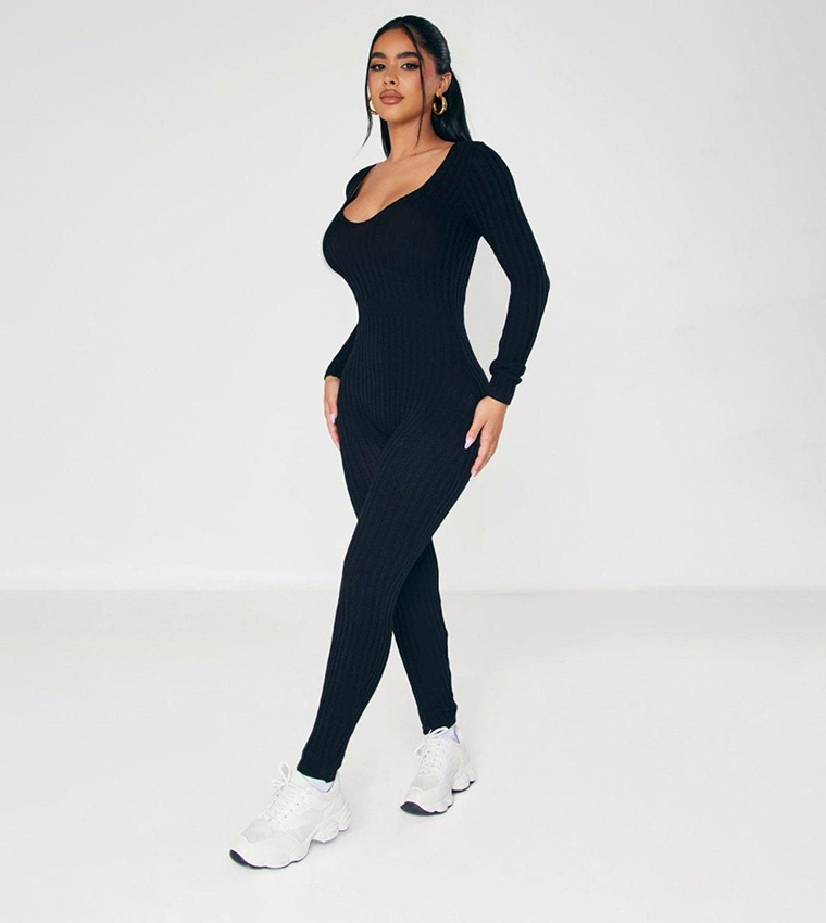 Buy PrettyLittleThing Petite Long Sleeves Knitted Jumpsuit In