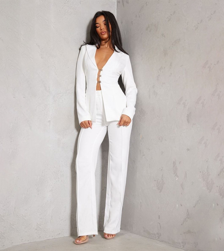 Solid High Waist Trousers