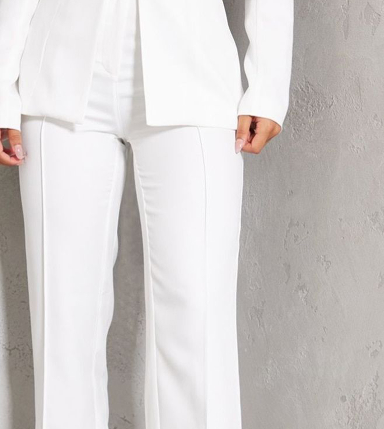 Solid High Waist Trousers