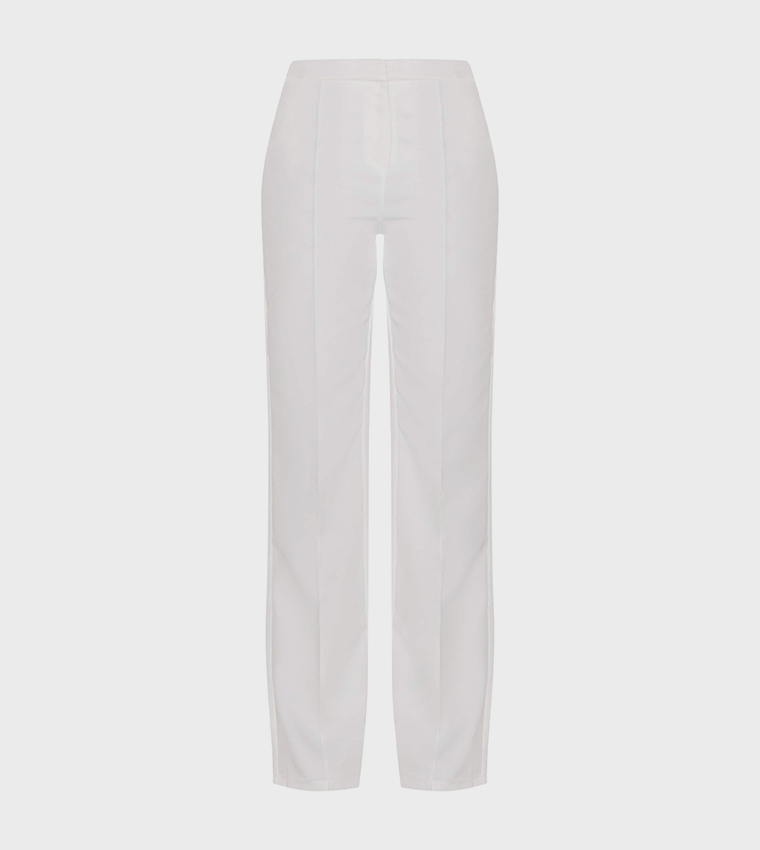 Solid High Waist Trousers