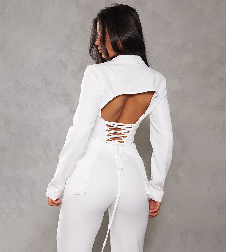 Fitted Lace Up Back Blazer