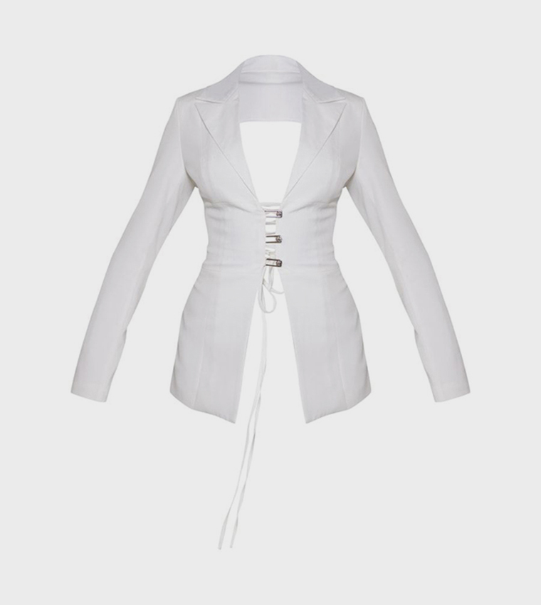 Fitted Lace Up Back Blazer