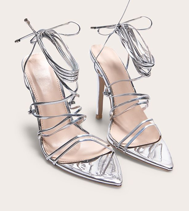Metallic Strappy Gladiator Heel Sandals