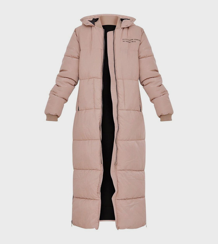 جاكيت مبطن طويل بطبعة أمامية