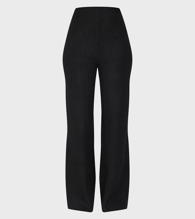 Tall Luxe Ribbed Knit Wide Leg Trousers