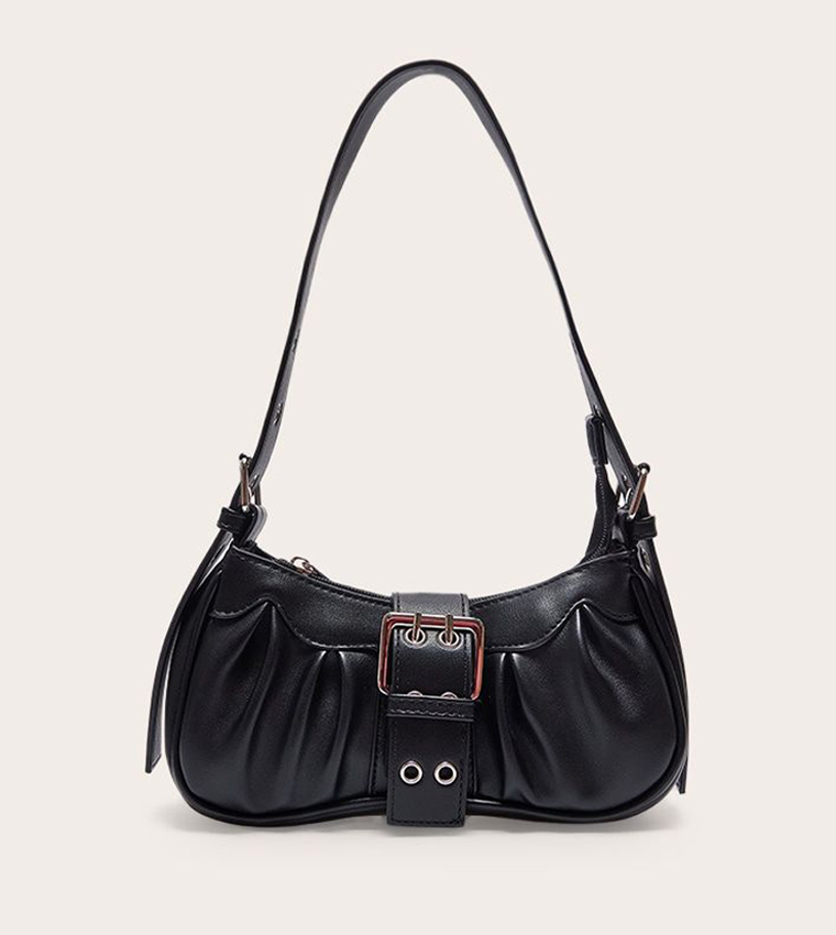 PU Eyelet Buckle Shoulder Bag