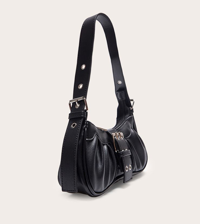 PU Eyelet Buckle Shoulder Bag