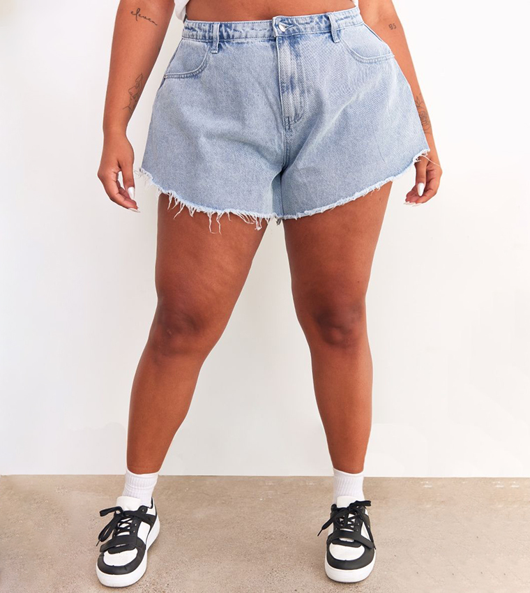 Curve Washed Floaty Denim Shorts