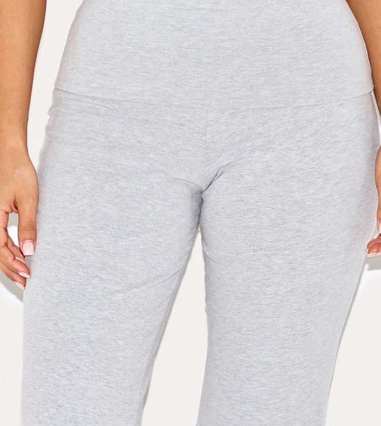 Petite Marl Fold Detail Flared Trousers