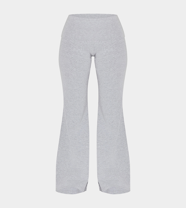 Petite Marl Fold Detail Flared Trousers