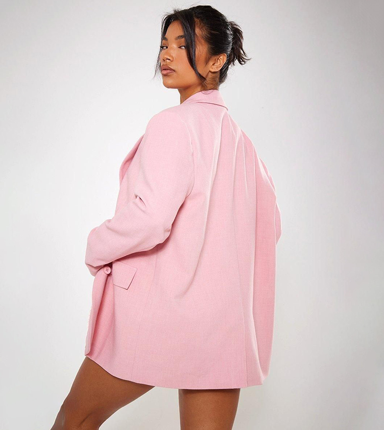 Woven Oversized Curved Hem Blazer