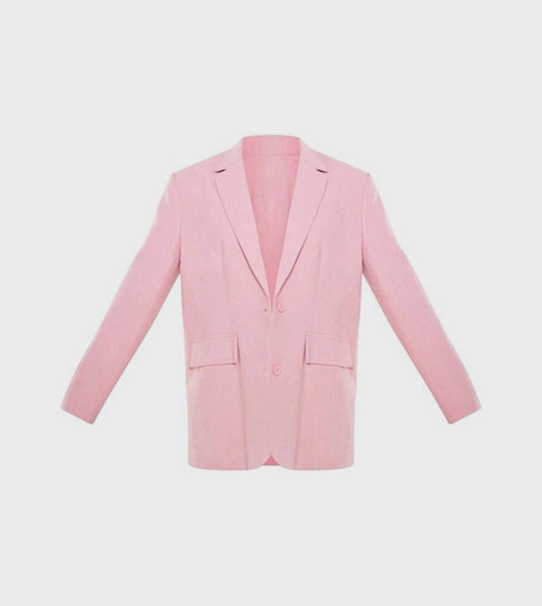 Woven Oversized Curved Hem Blazer