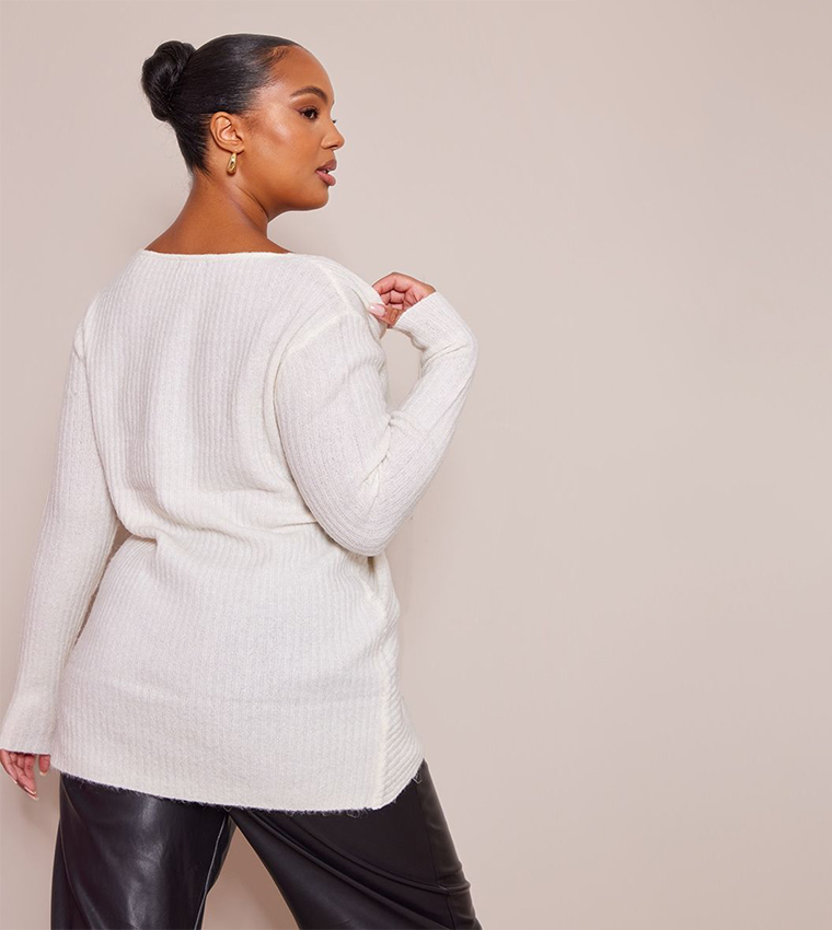 Curve Ribbed Soft Knit Wrap Sweater