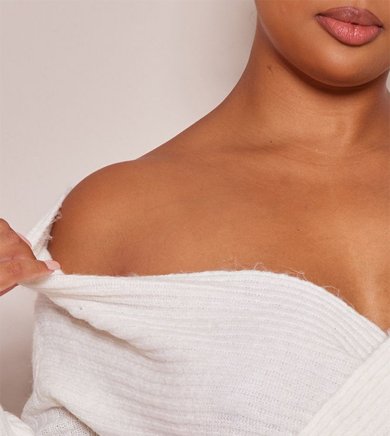 Curve Ribbed Soft Knit Wrap Sweater