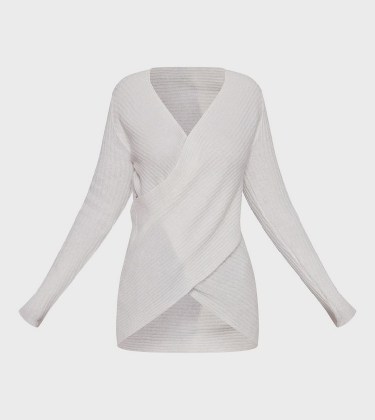 Curve Ribbed Soft Knit Wrap Sweater
