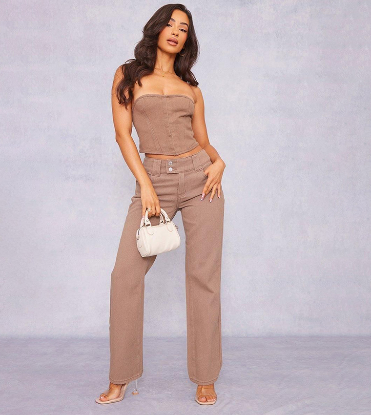 Petite Washed Straight Fit Jeans