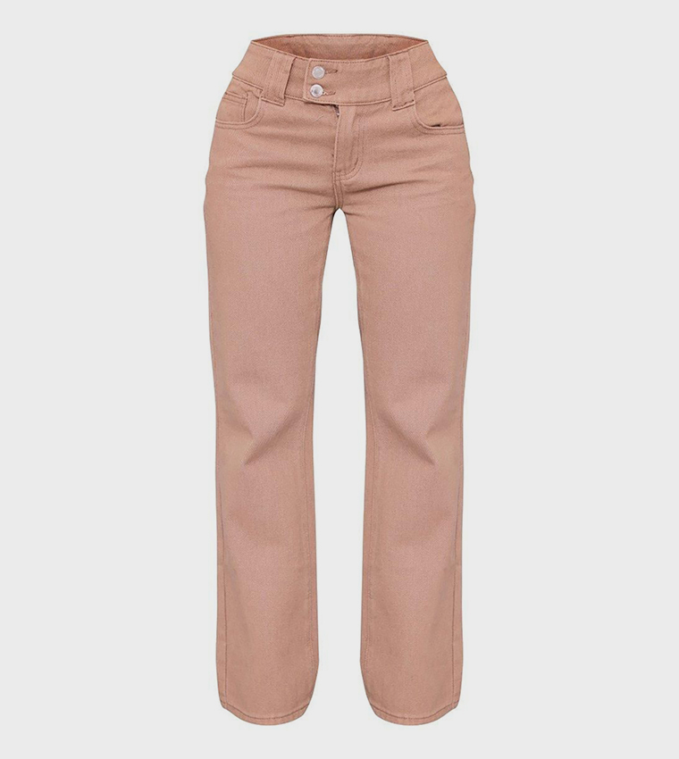 Petite Washed Straight Fit Jeans