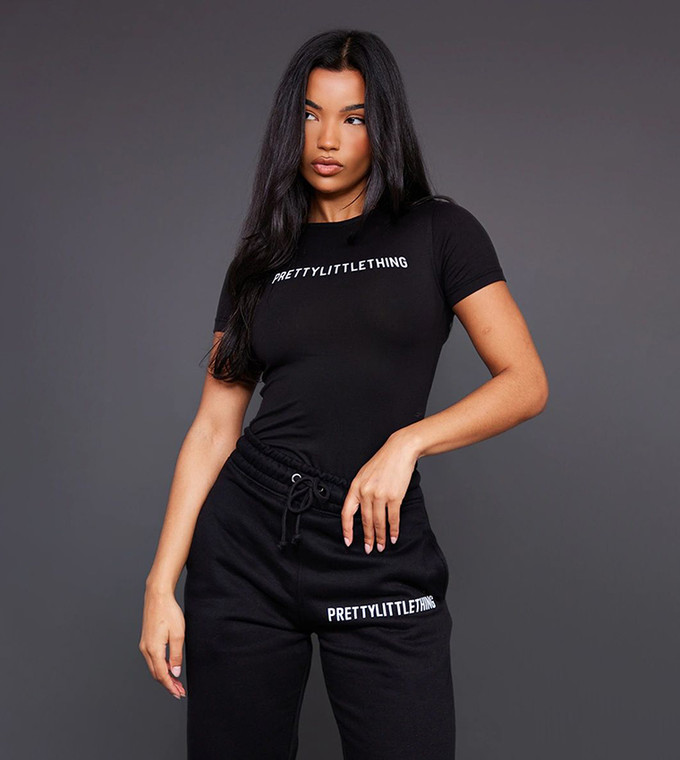 Logo Printed Short Sleeves Bodysuit Top