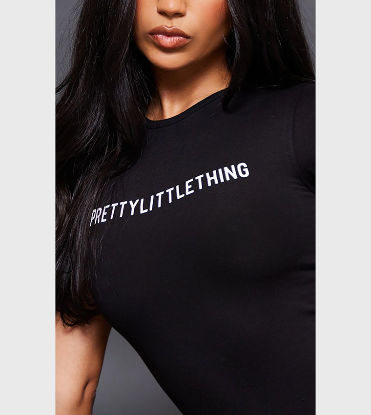Logo Printed Short Sleeves Bodysuit Top