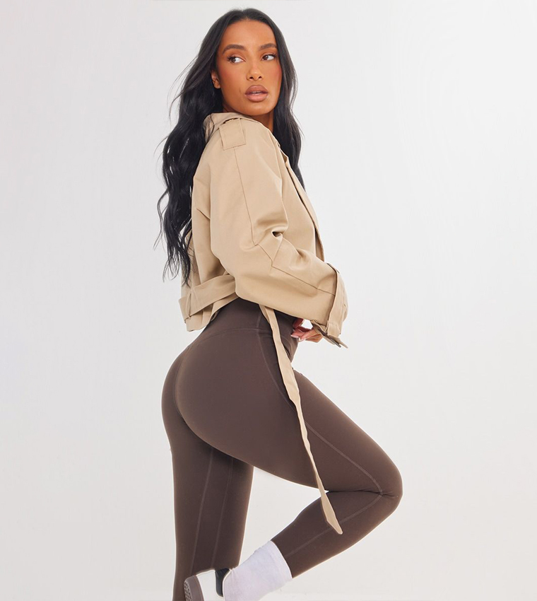 Solid Cropped Trench Coat