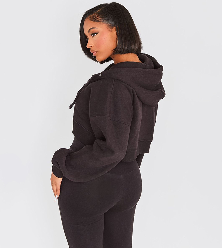 Shape Zip Front Long Sleeves Cropped Jacket