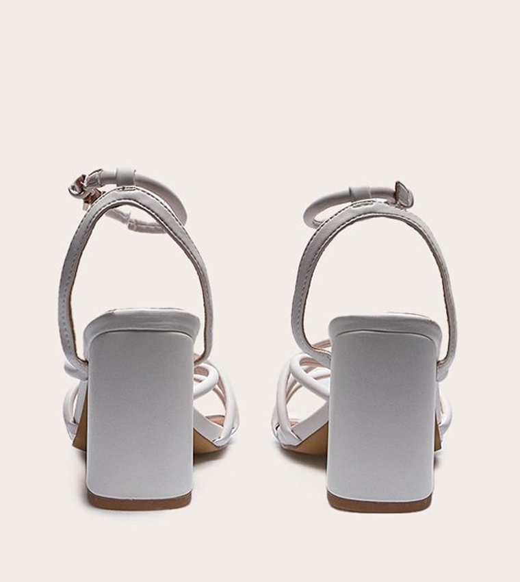 PU Round Toe Multi Strap Block Heel Sandals