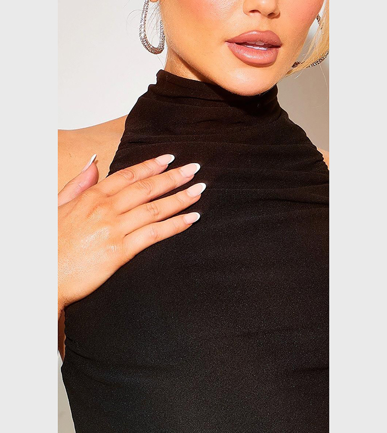 Soft Touch Ruched Halterneck Crop Top