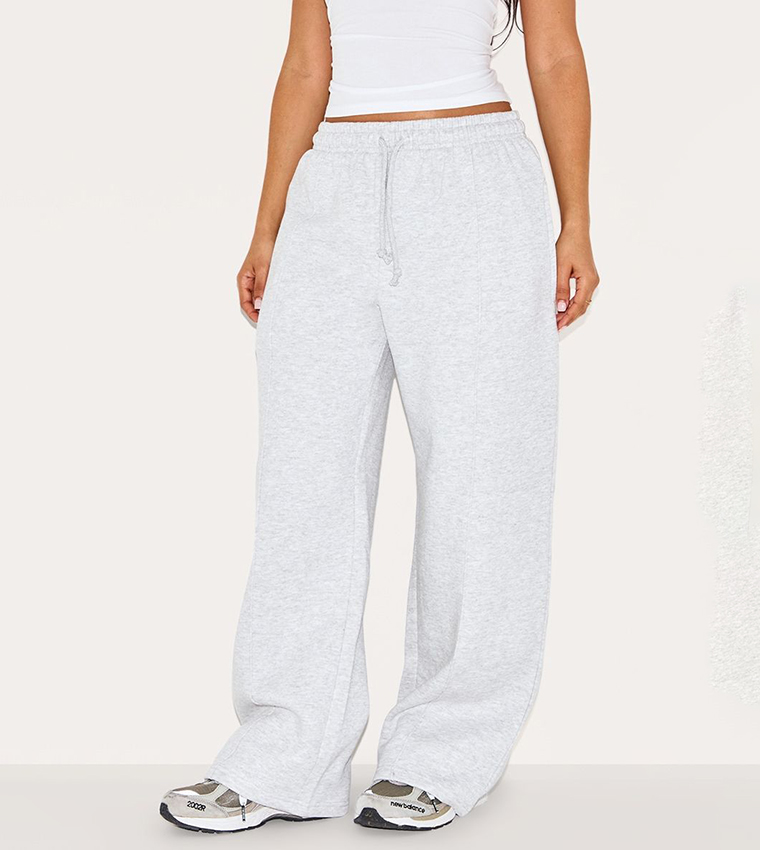 Petite Pintuck Drawstring Waist Straight Fit Sweatpants