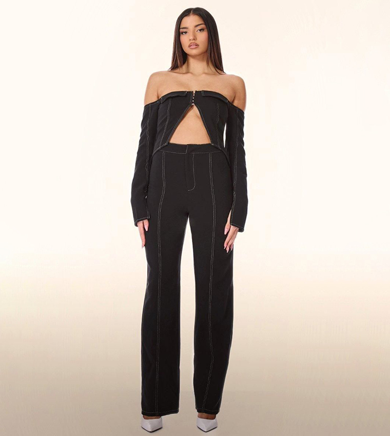 PLT Label Contrast Stitch Corset Top