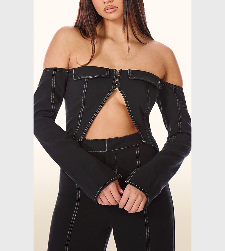 PLT Label Contrast Stitch Corset Top