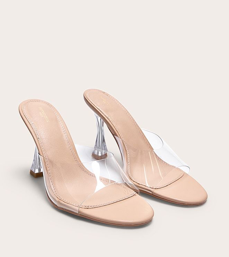 PU Round Toe Heel Sandals
