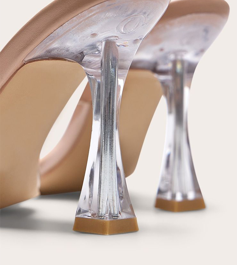 PU Round Toe Heel Sandals