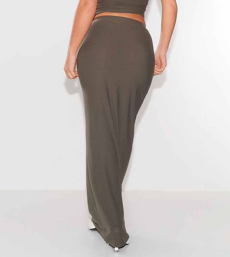 Solid Soft Touch Low Rise Maxi Skirt