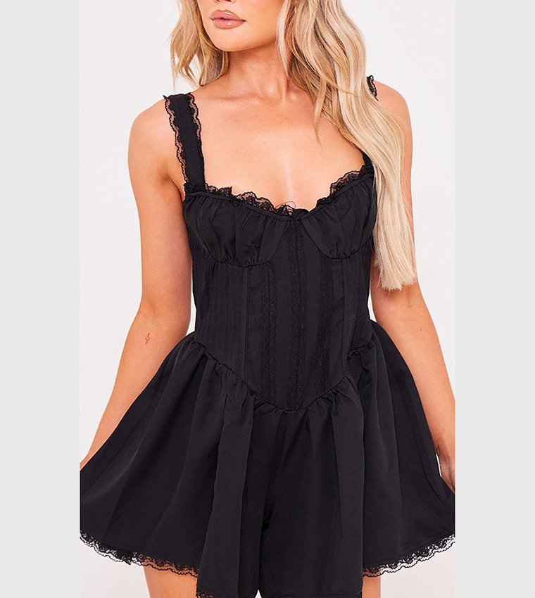 Lace Trim Strappy Playsuit
