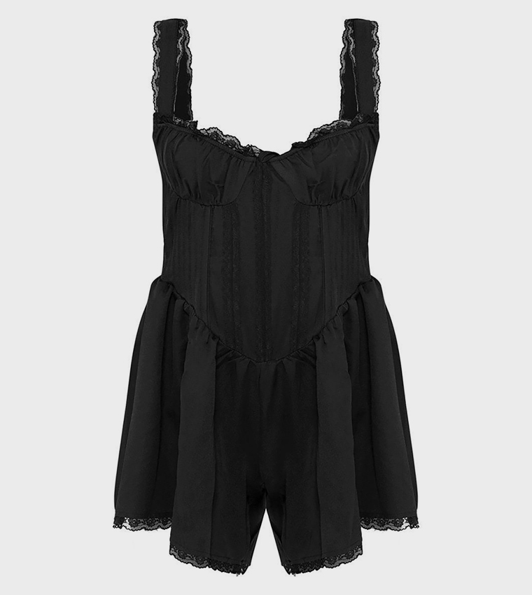Lace Trim Strappy Playsuit