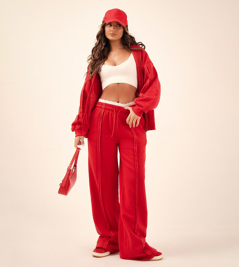 Seam Detail Oversized Wide Leg Sweatpants