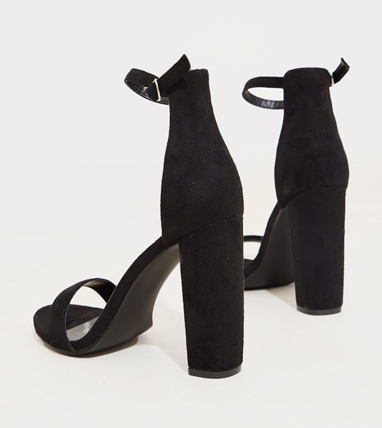 Round Toe Faux Suede Block Heel Sandals