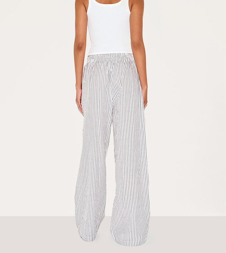 Pinstriped Elastic Waist Trousers