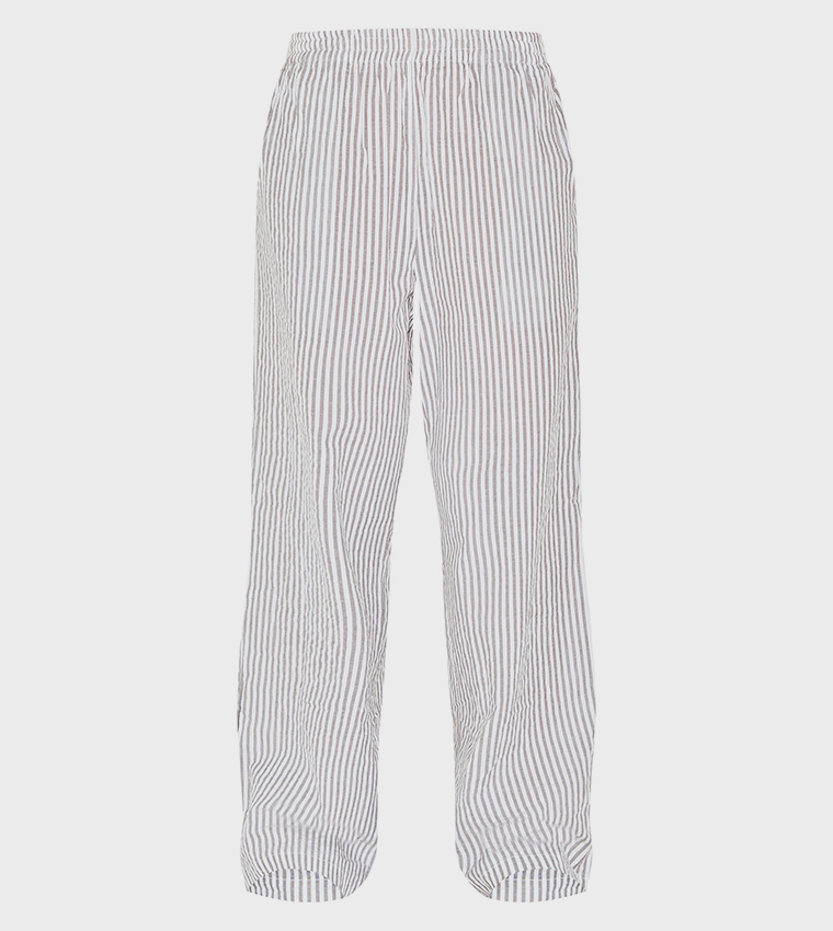 Pinstriped Elastic Waist Trousers