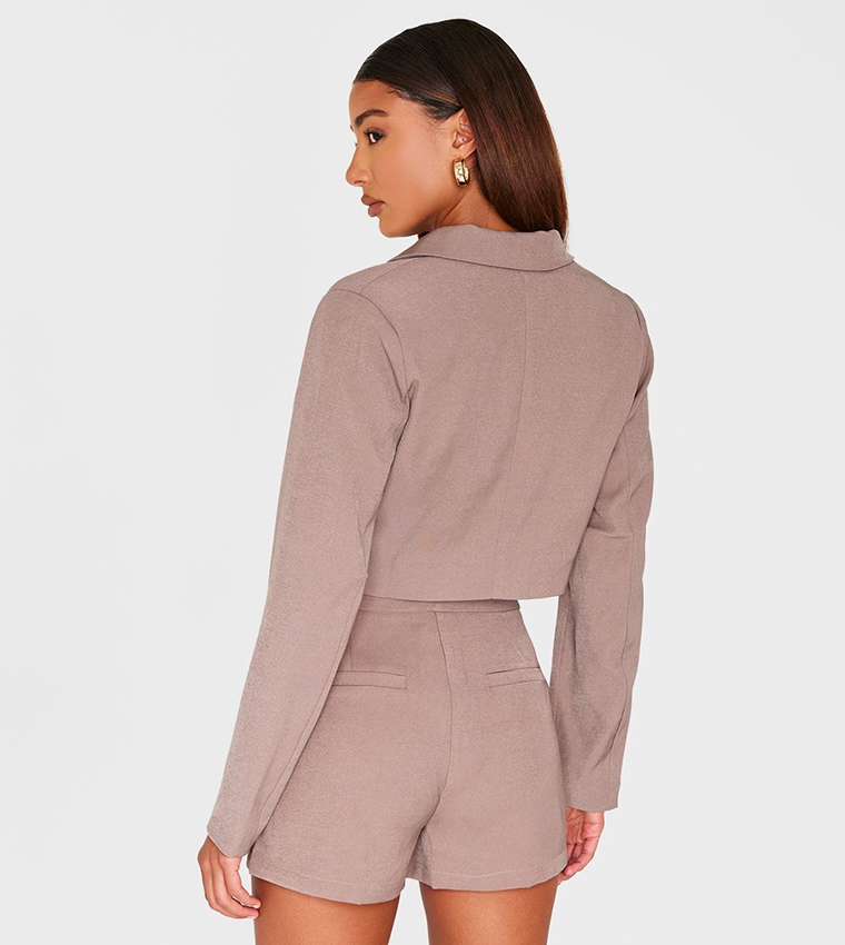 Tailored Cropped Pocket Detail Blazer