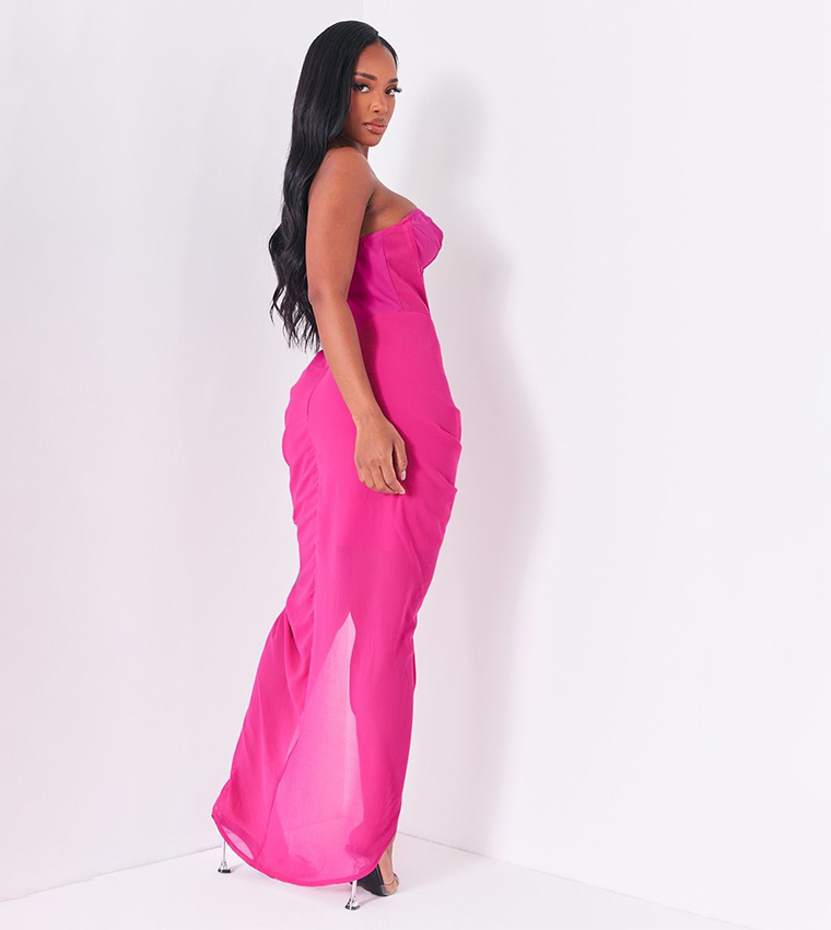 knee length dresses for ladies Blushing Ruffle Trim Midi Dress Baby Pink
