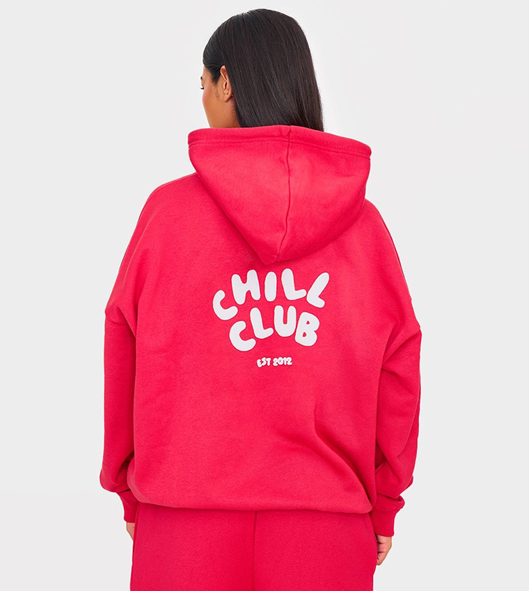Ruby Chill Club Puff Print Oversized Hoodie
