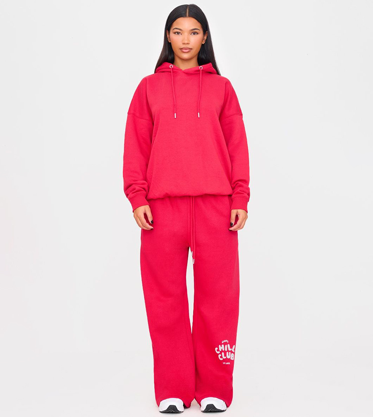 Ruby Chill Club Puff Print Oversized Hoodie