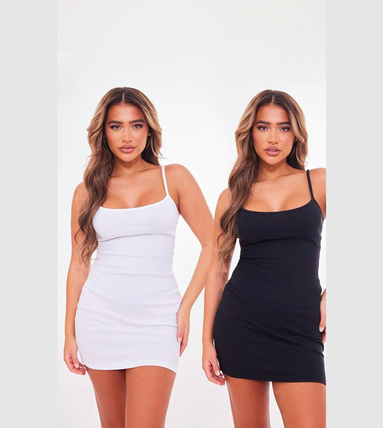 Pack of 2 Ribbed Strappy Bodycon Dress