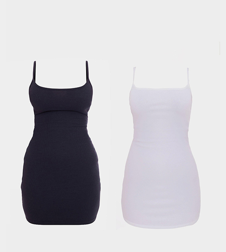 Pack of 2 Ribbed Strappy Bodycon Dress