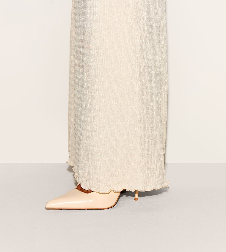 فستان ماكسي بكم طويل وحوف متعرجة للمقاسات الكبيرة 