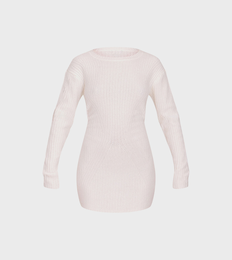 Ribbed Long Sleeves Knit Mini Dress