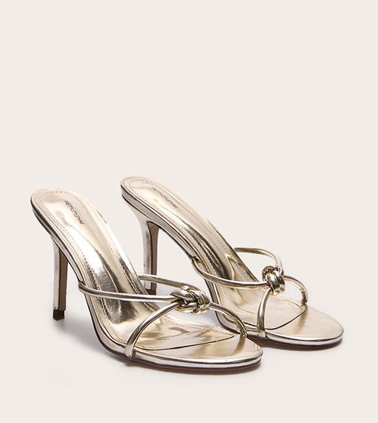 Metallic PU Knotted Heel Sandals