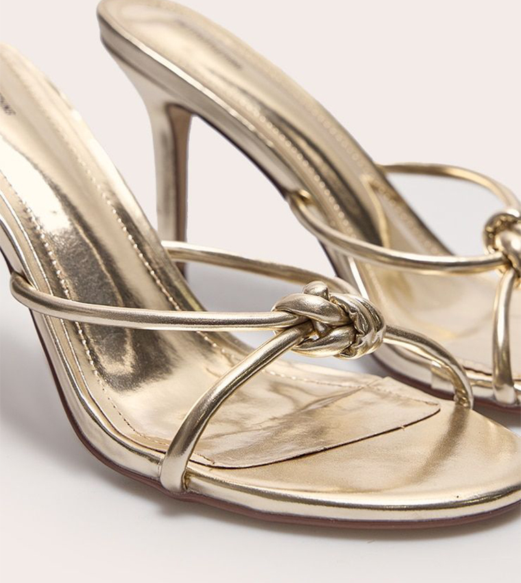 Metallic PU Knotted Heel Sandals