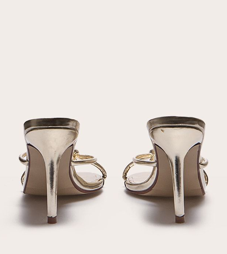 Metallic PU Knotted Heel Sandals